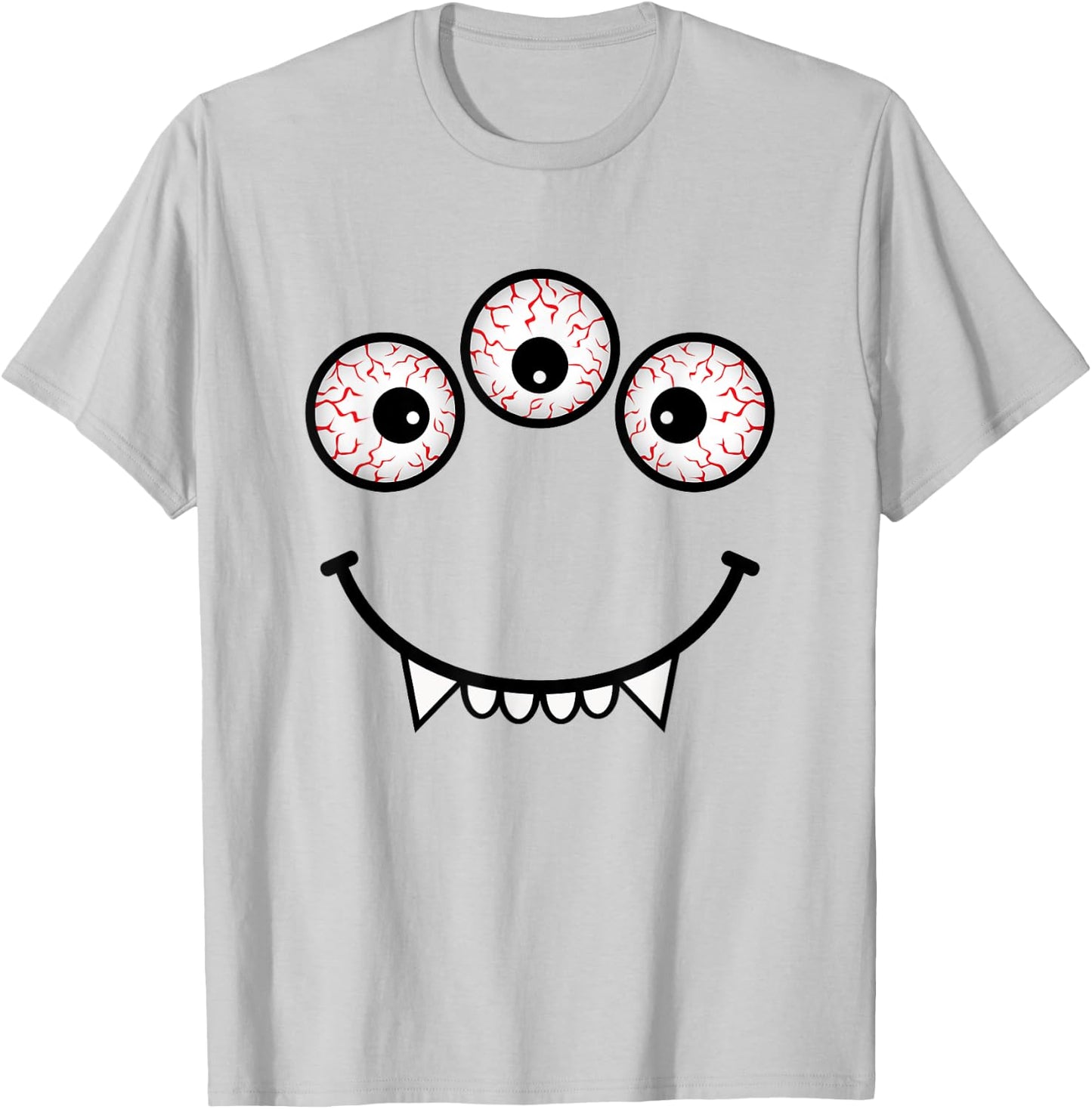 Three Eyed Monster Face Funny Halloween Costume T-Shirt - T-Shirt | Ash