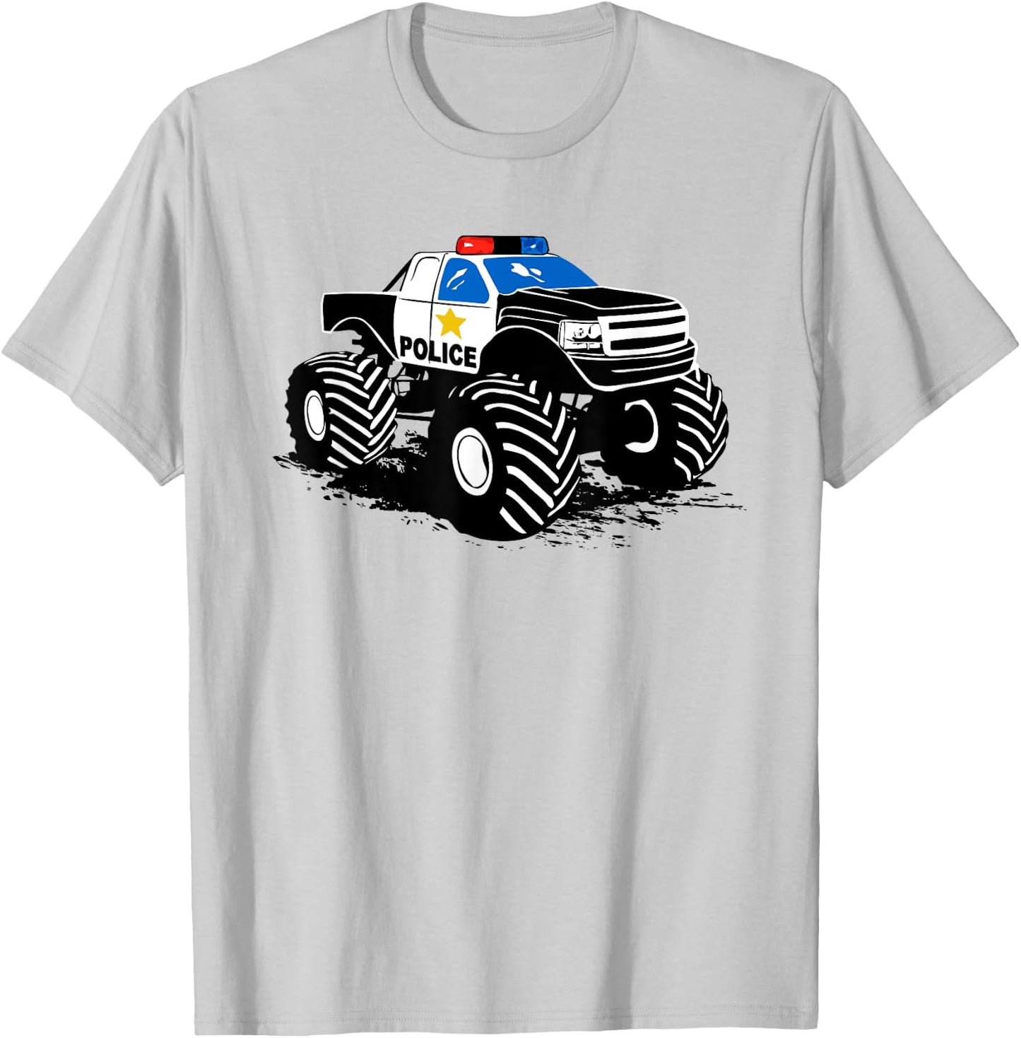 Children Crash Police Monster Truck Big Foot Crush T-Shirt - T-Shirt | Ash