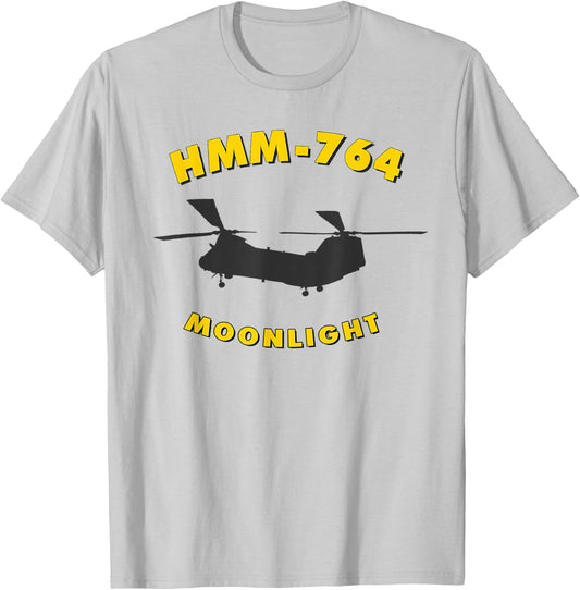HMM-764 Moonlight Helicopter Squadron CH-46 Sea Knight T-Shirt - T-Shirt | Ash
