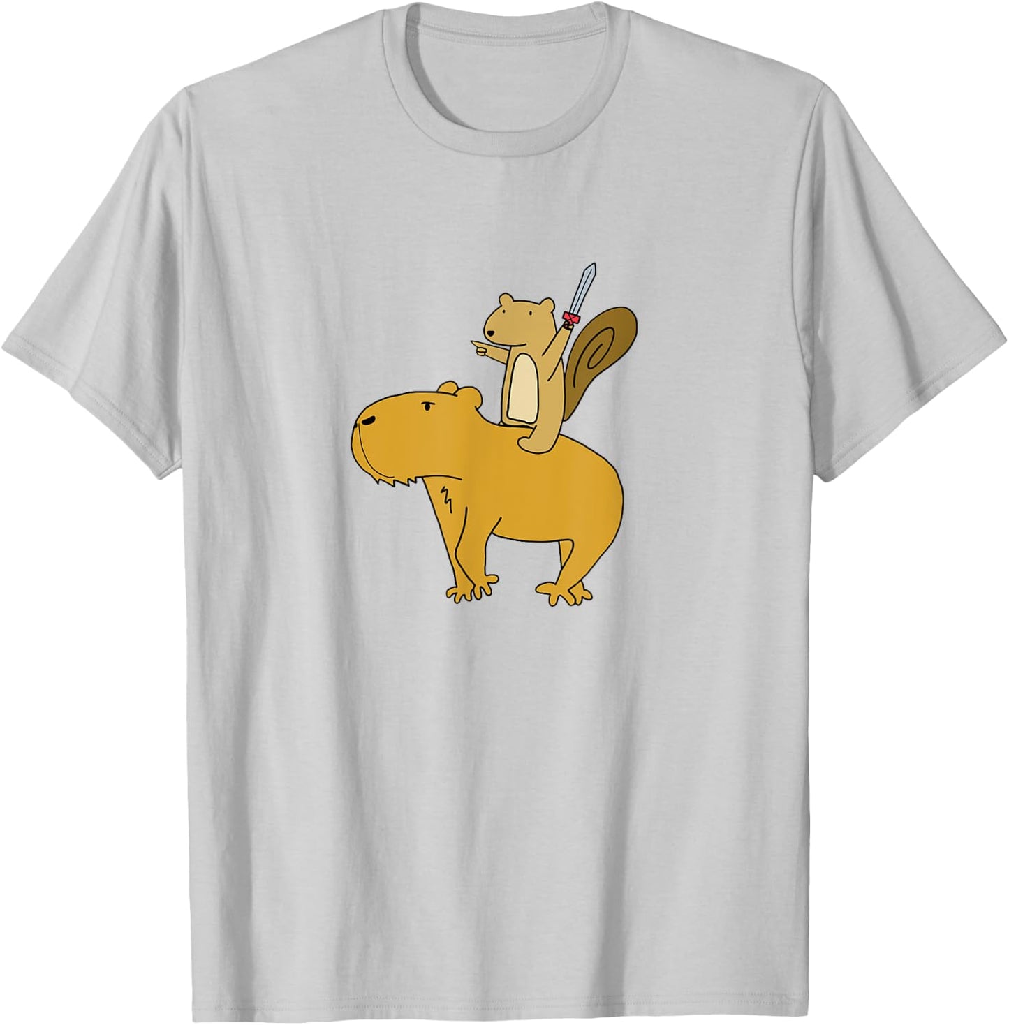 Squirrel Riding Capybara T-Shirt - T-Shirt | Ash
