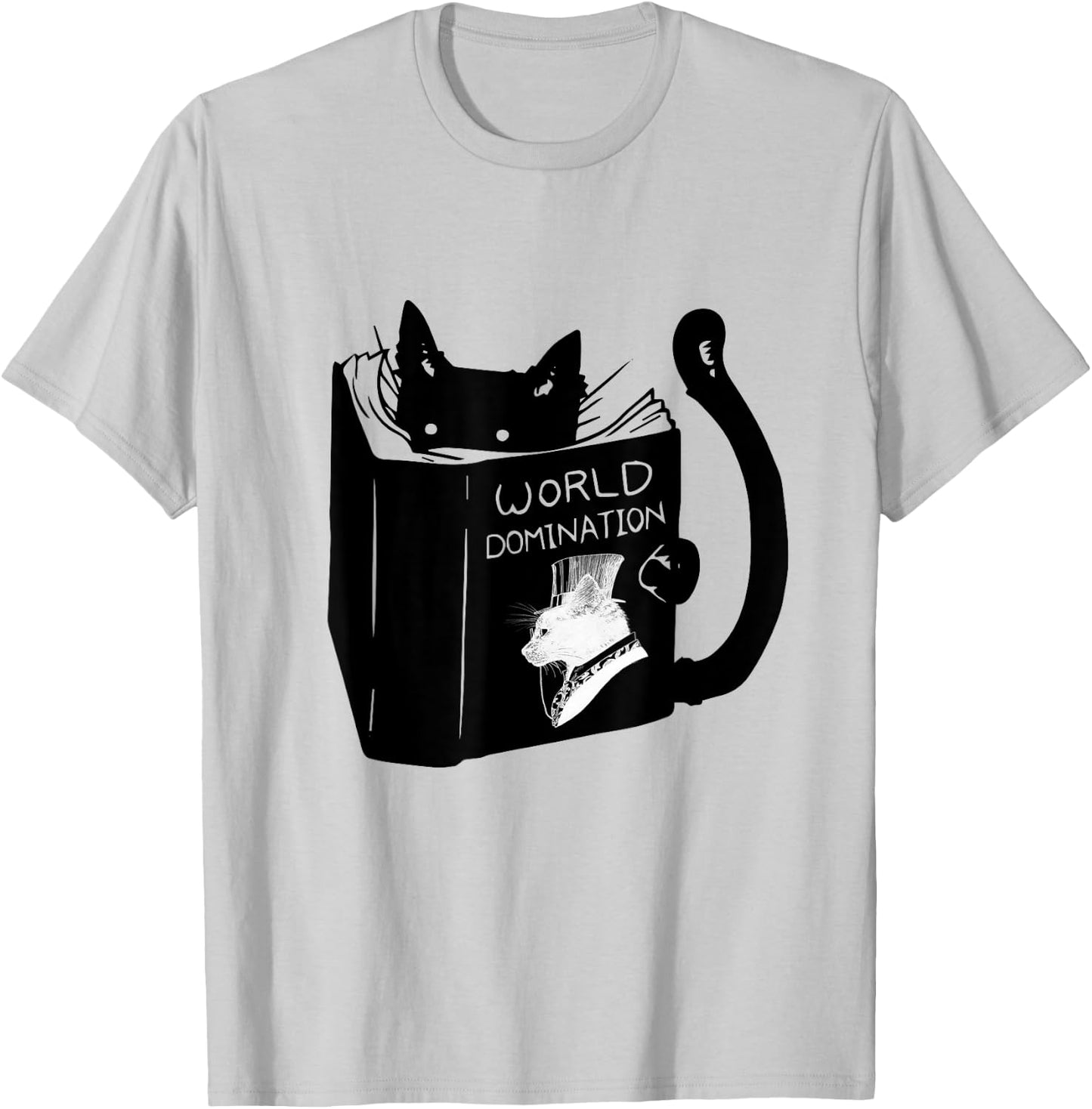 Pet Cat World Domination - -Adults, Small, White, Short Sleeve T-Shirt - T-Shirt | Ash