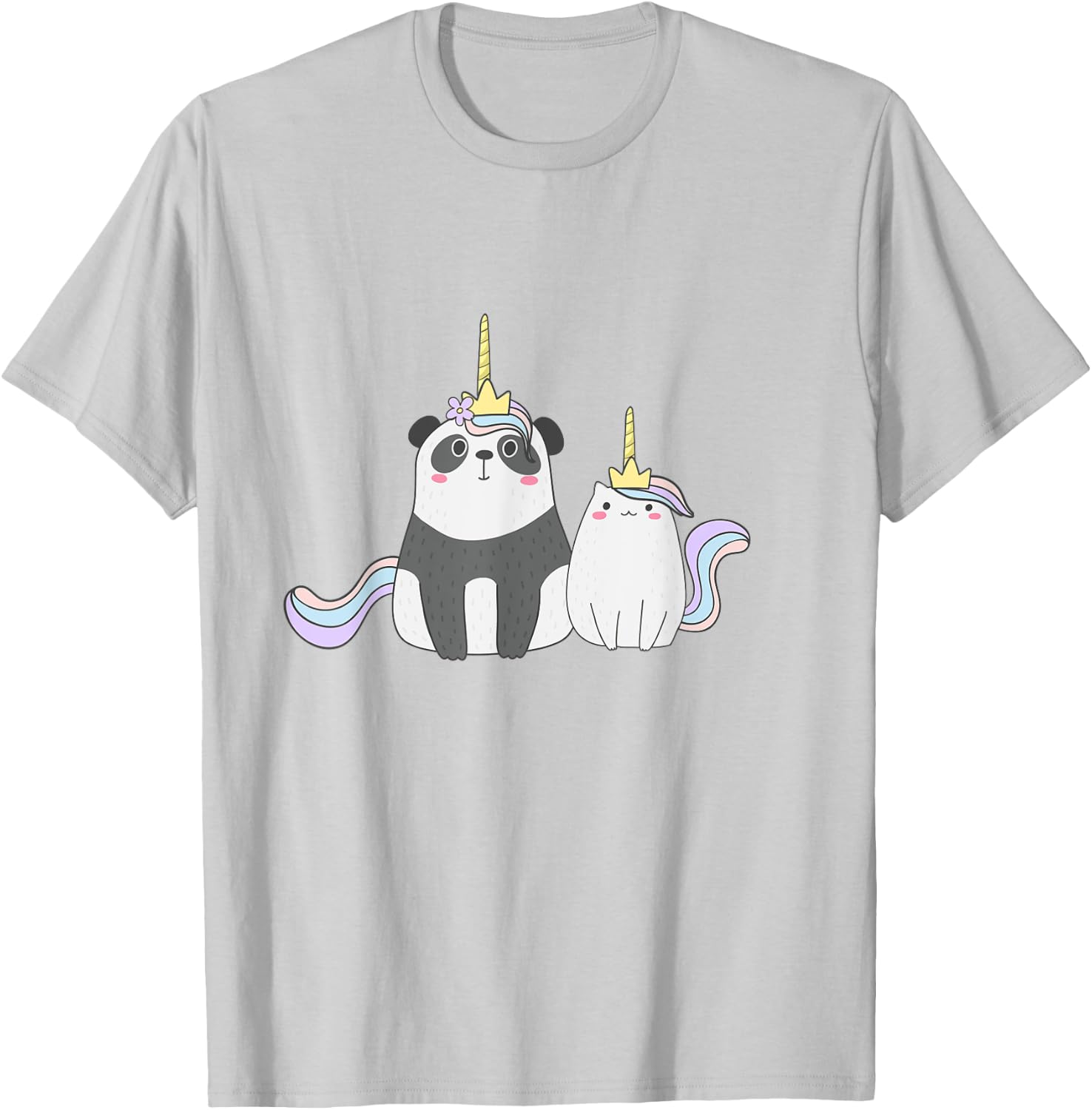 Cute Pandacorn and Caticorn Magical Creature T-Shirt - T-Shirt | Ash