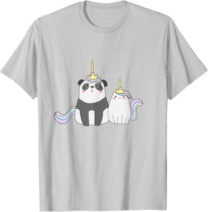 Cute Pandacorn and Caticorn Magical Creature T-Shirt - T-Shirt | Ash