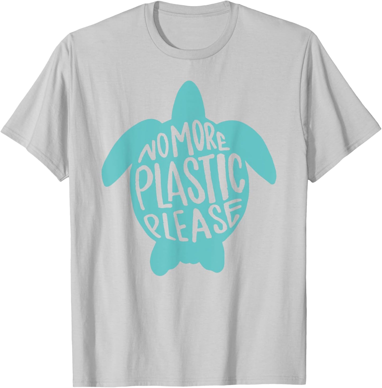 No More Plastic Please Turtle T-Shirt - T-Shirt | Ash