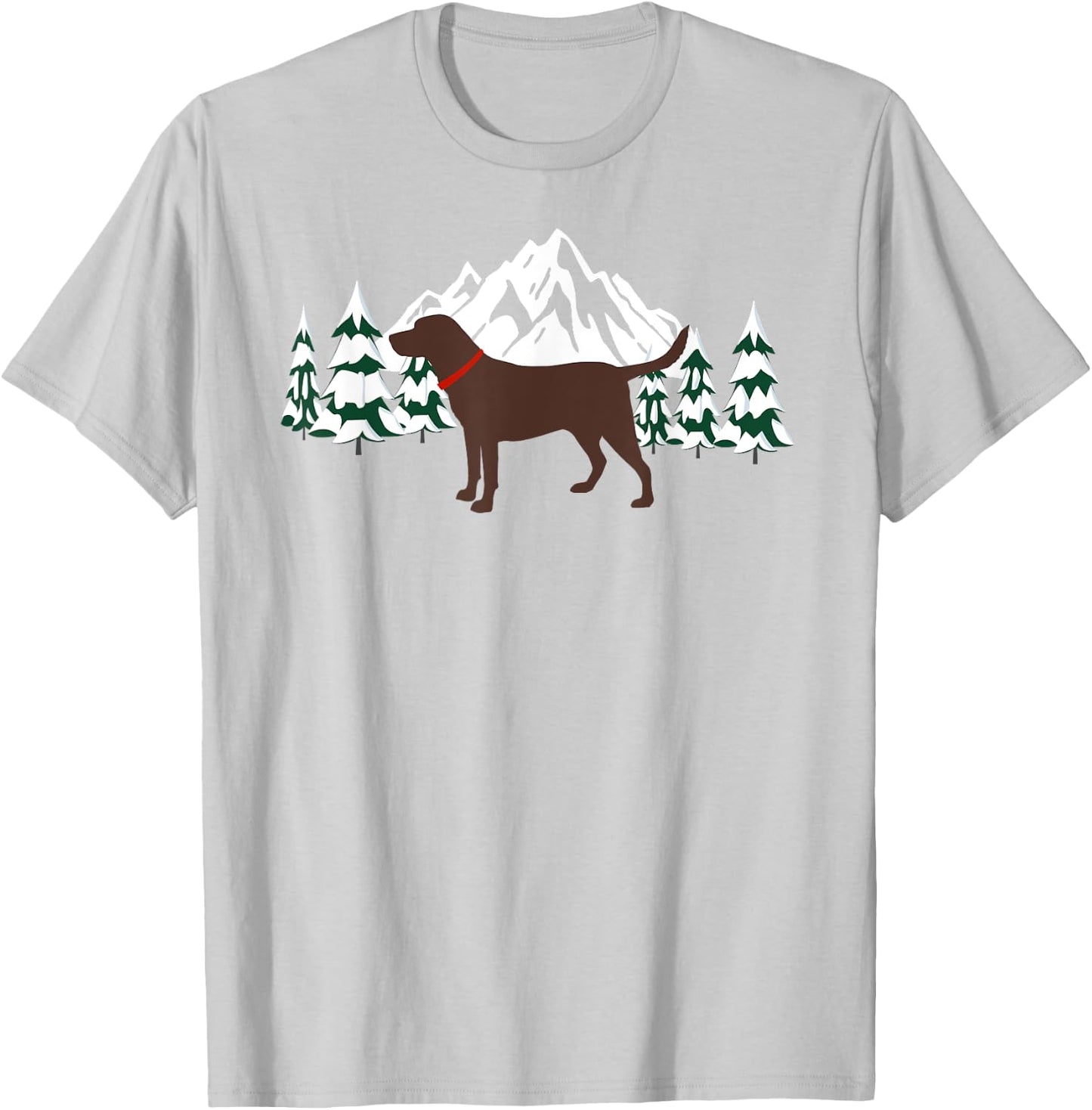 Chocolate Labrador Retriever Winter Snow Scene T-Shirt - T-Shirt | Ash