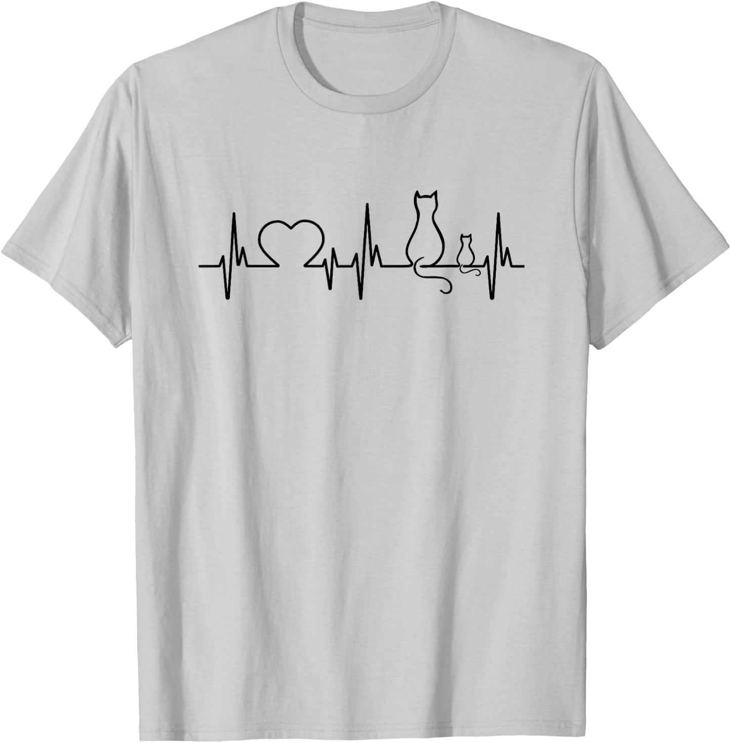 Cat Heartbeat Crazy Lady Love Rescue Cat Love Kitten graphic T-Shirt - T-Shirt | Ash