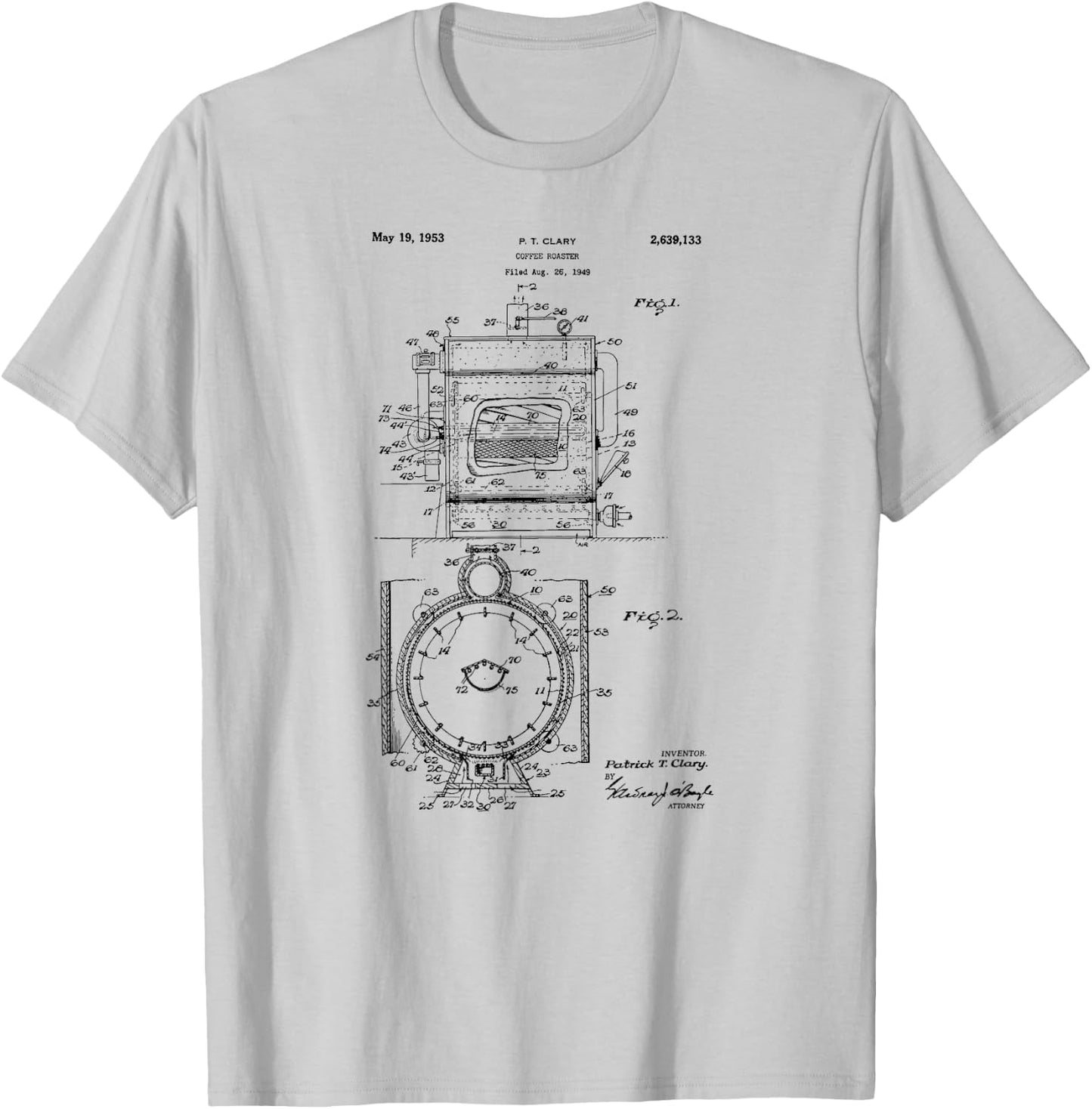 Vintage 1949 Coffee Roaster Patent Print Gift T-Shirt - T-Shirt | Ash