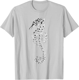 Seahorse - New Pink or Heather Artistic Print T-Shirt - T-Shirt | Ash