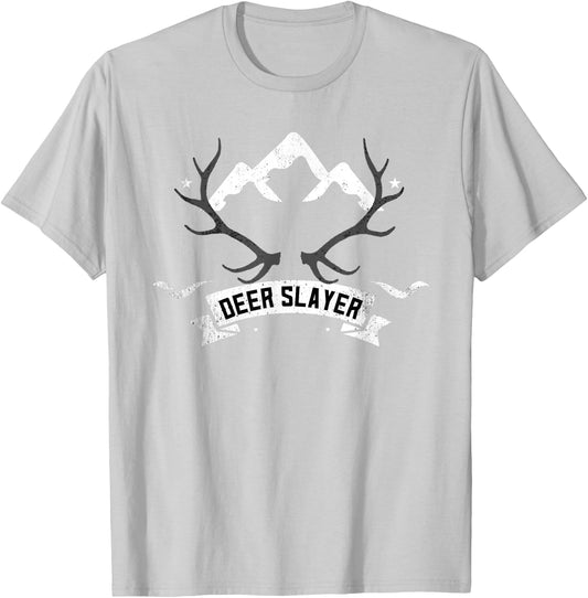 Deer Slayer Antler Avid Hunter T-Shirt - T-Shirt | Ash
