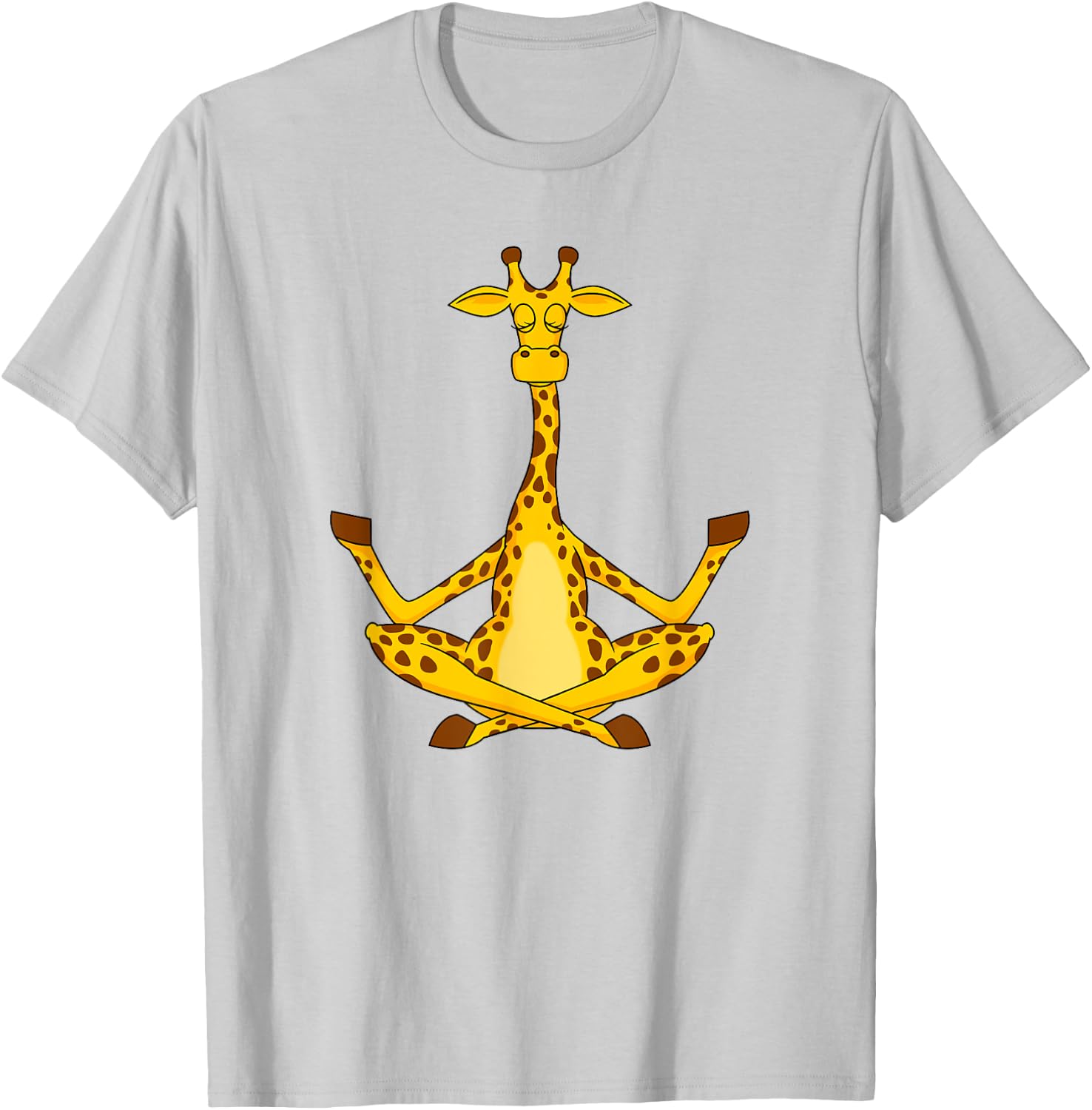 Meditation Giraffe Cartoon Animals Yoga & Fitness Lover T-Shirt - T-Shirt | Ash