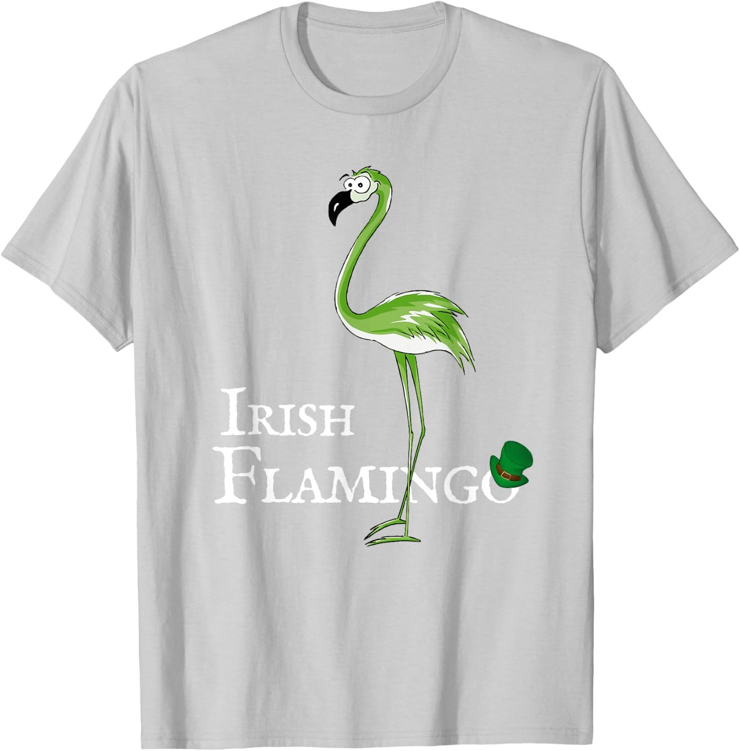 Funky Irish Flamingo Green Bird St Patricks Day T-Shirt - T-Shirt | Ash