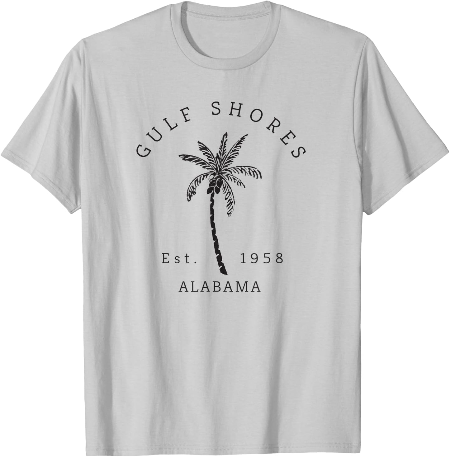 Retro Cool Gulf Shores Vintage Palm Tree Novelty Art T-Shirt - T-Shirt | Ash