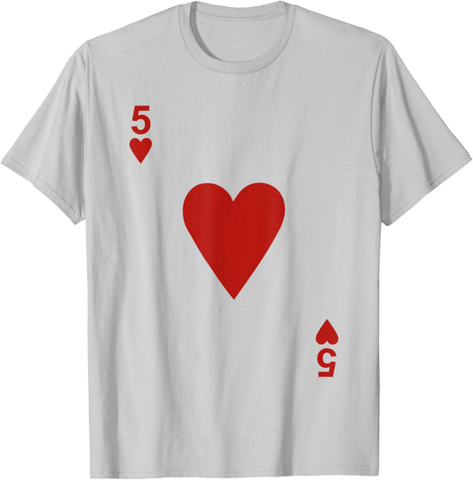 Five of hearts Blackjack Cards Poker 21 5 shirt T-Shirt - T-Shirt | Ash