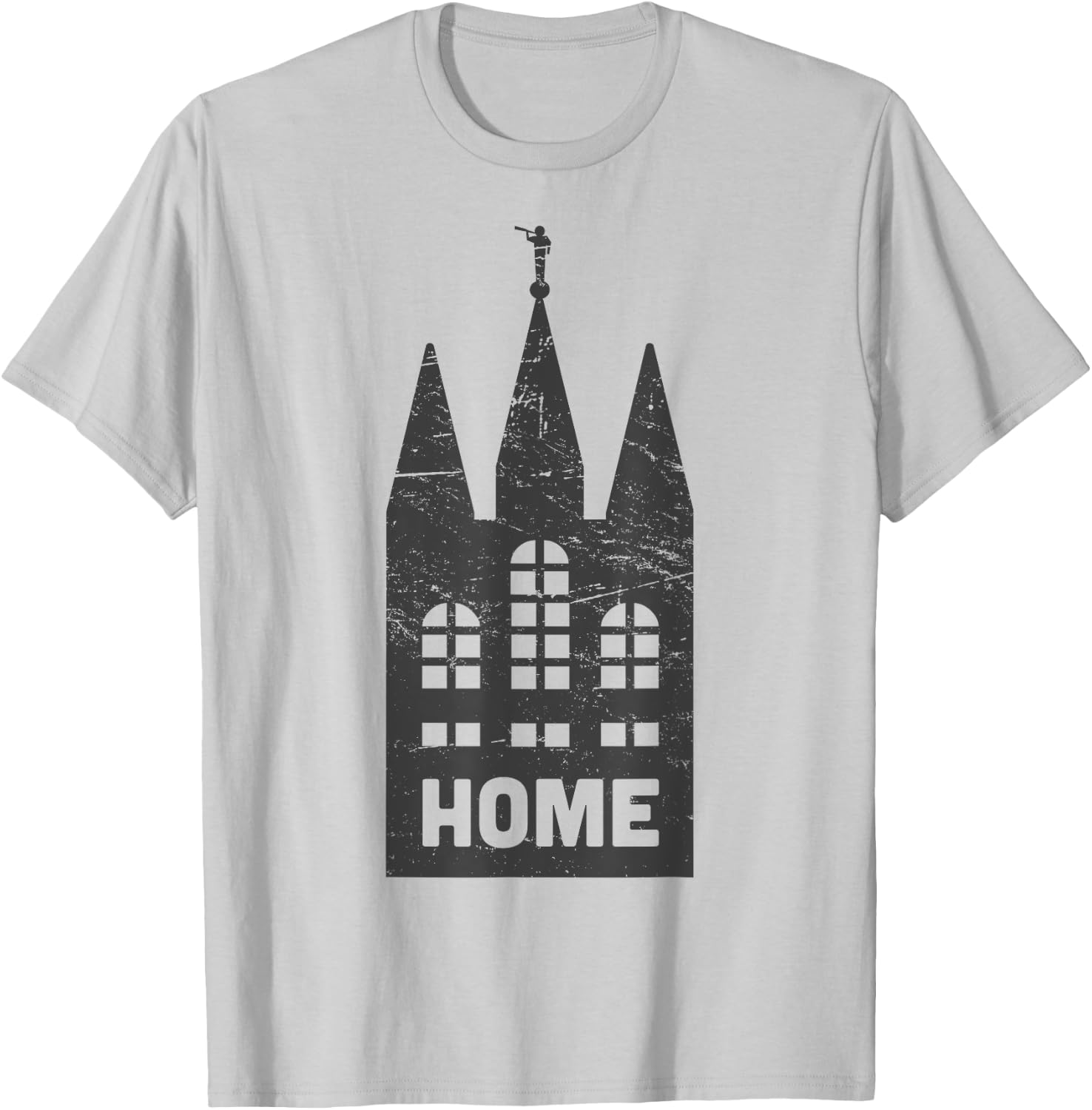 Mormon LDS Temple "Home" Distressed T-Shirt - T-Shirt | Ash