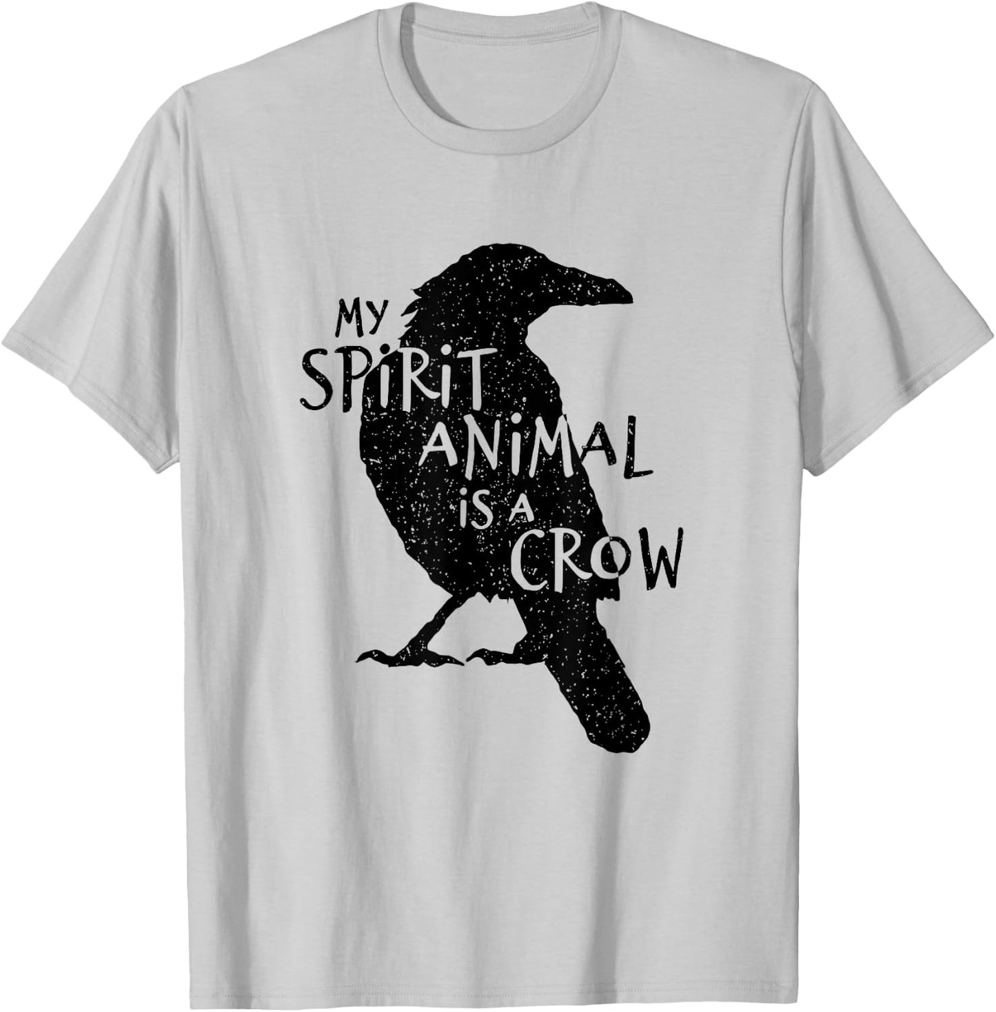 Black Crow Silhouette My Spirit Animal Is A Crow Gothic Bird T-Shirt - T-Shirt | Ash