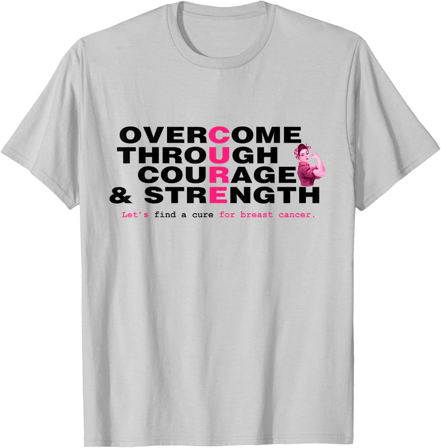 Pinktober Breast Cancer Awareness Cure inspire ladies T-Shirt - T-Shirt | Ash