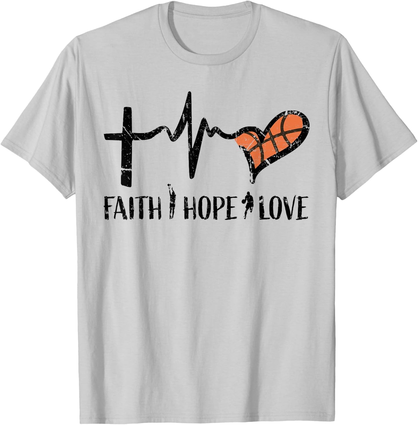 Christian Basketball Gifts Faith Hope Love Religious Kids T-Shirt - T-Shirt | Ash