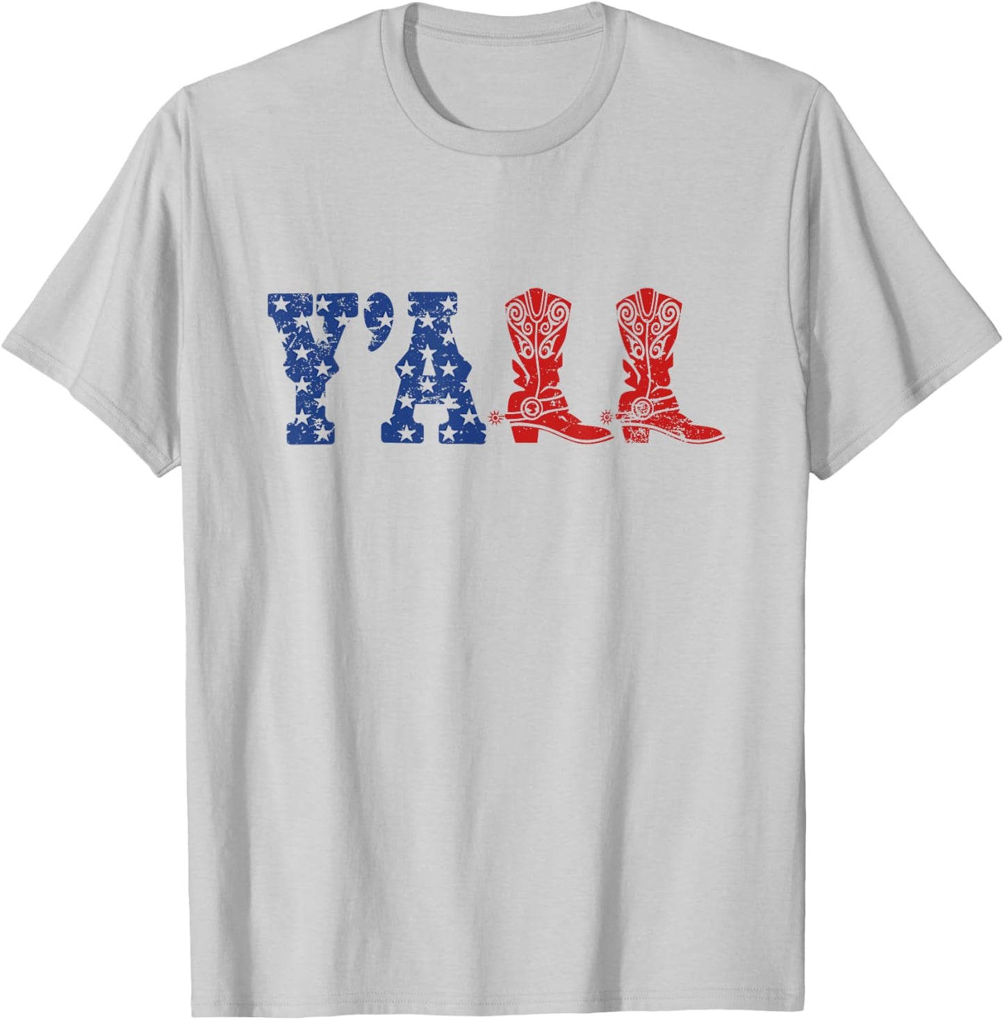 Y'ALL American Flag Western Country Cowgirl T-Shirt - T-Shirt | Ash