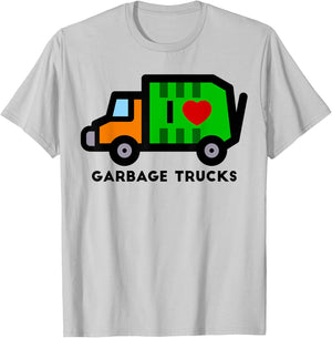 I Love Garbage Trucks Shirt | Cool Little Garbage Lover Gift T-Shirt - T-Shirt | Ash