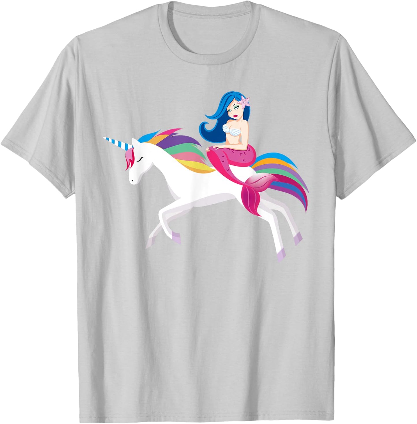 Unicorn Mermaid - Funny Mermaid Riding Unicorn T Shirt T-Shirt - T-Shirt | Ash