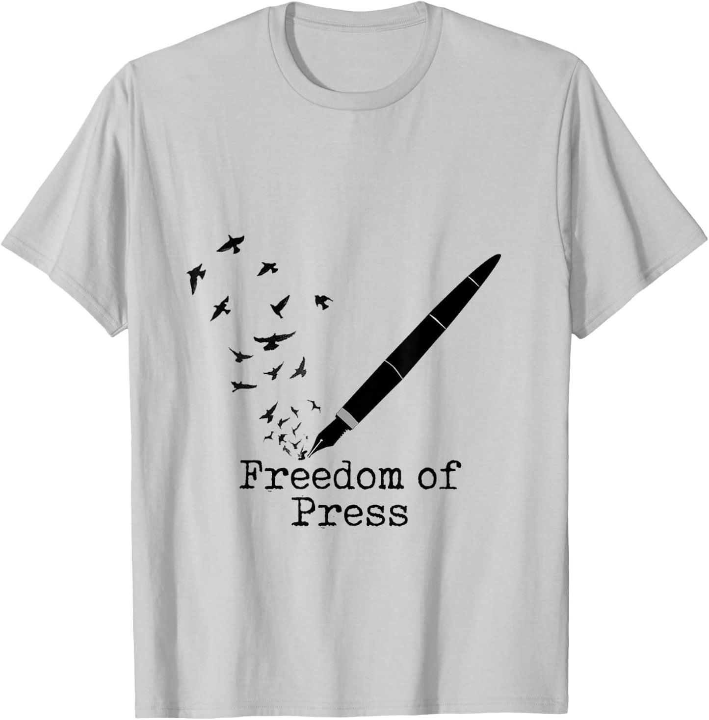 Black Fountain Pen Freedom Of Press Flock Of Birds T-Shirt - T-Shirt | Ash