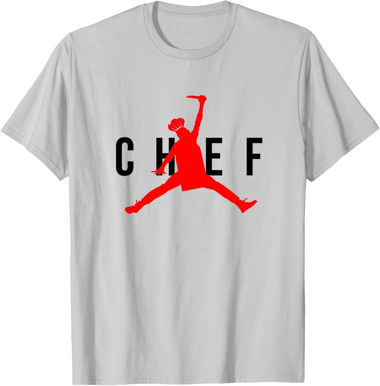 Funny Restaurant Chef - Jumping Chef Knife Logo Food Truck T-Shirt - T-Shirt | Ash