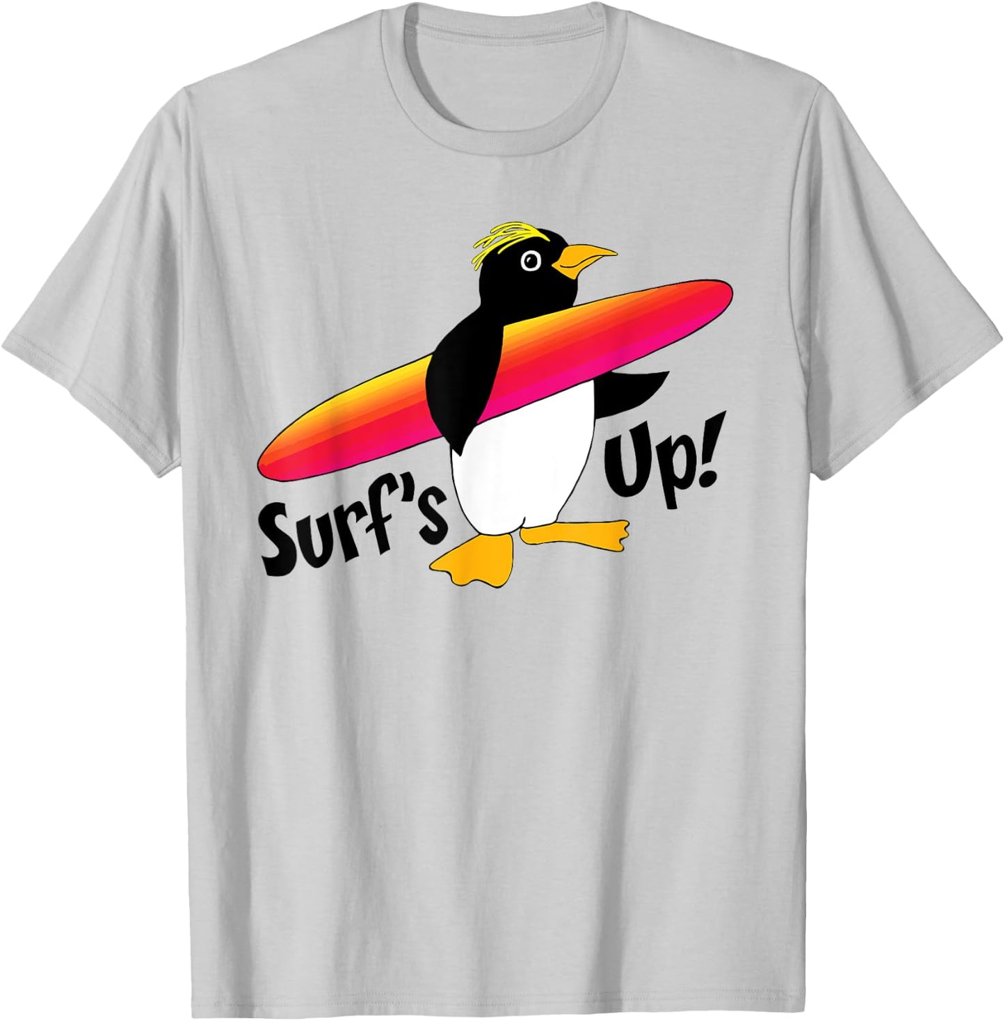 Cute Surfer Penguin T-Shirt - T-Shirt | Ash