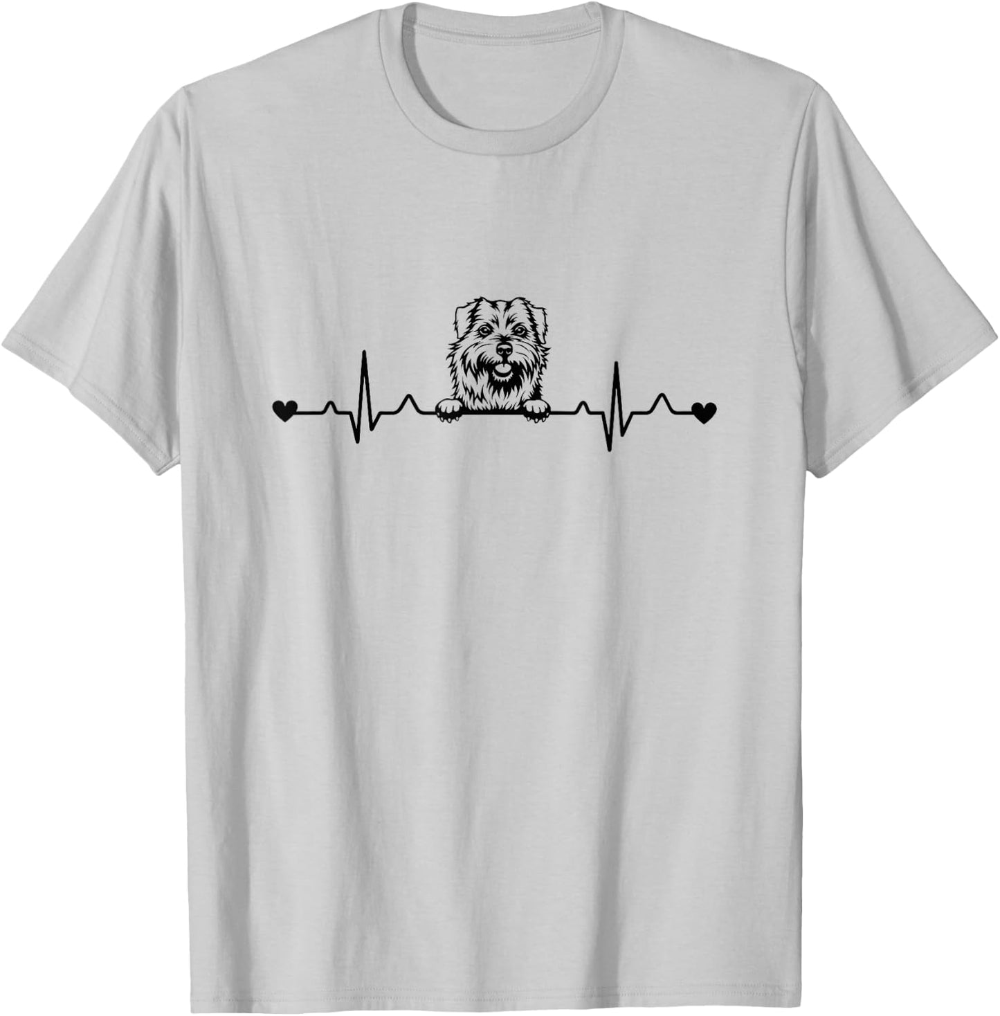 Cute Norfolk Terrier Dog Heartbeat Pulse ECG T-Shirt - T-Shirt | Ash