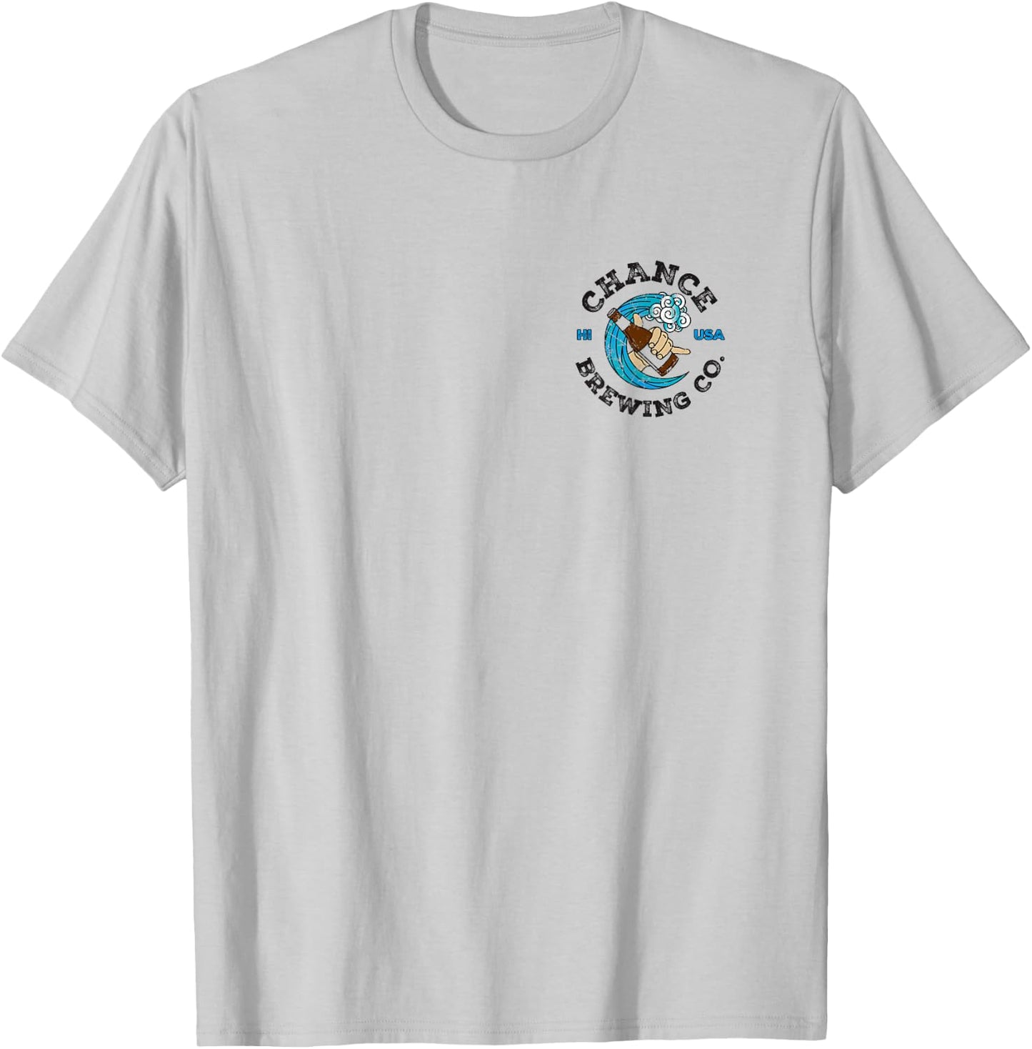 Chance Brewing Co Hawaiian Beer with Logo on Back T-Shirt - T-Shirt | Ash