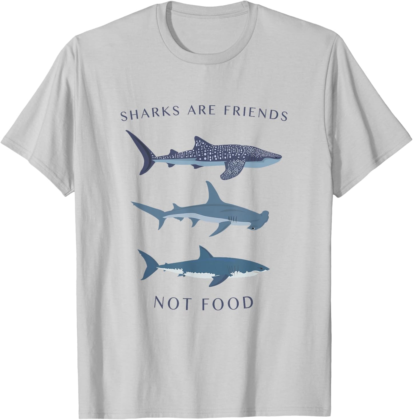 Sharks Are Friends Not Food Shirt - Sea design T-Shirt - T-Shirt | Ash