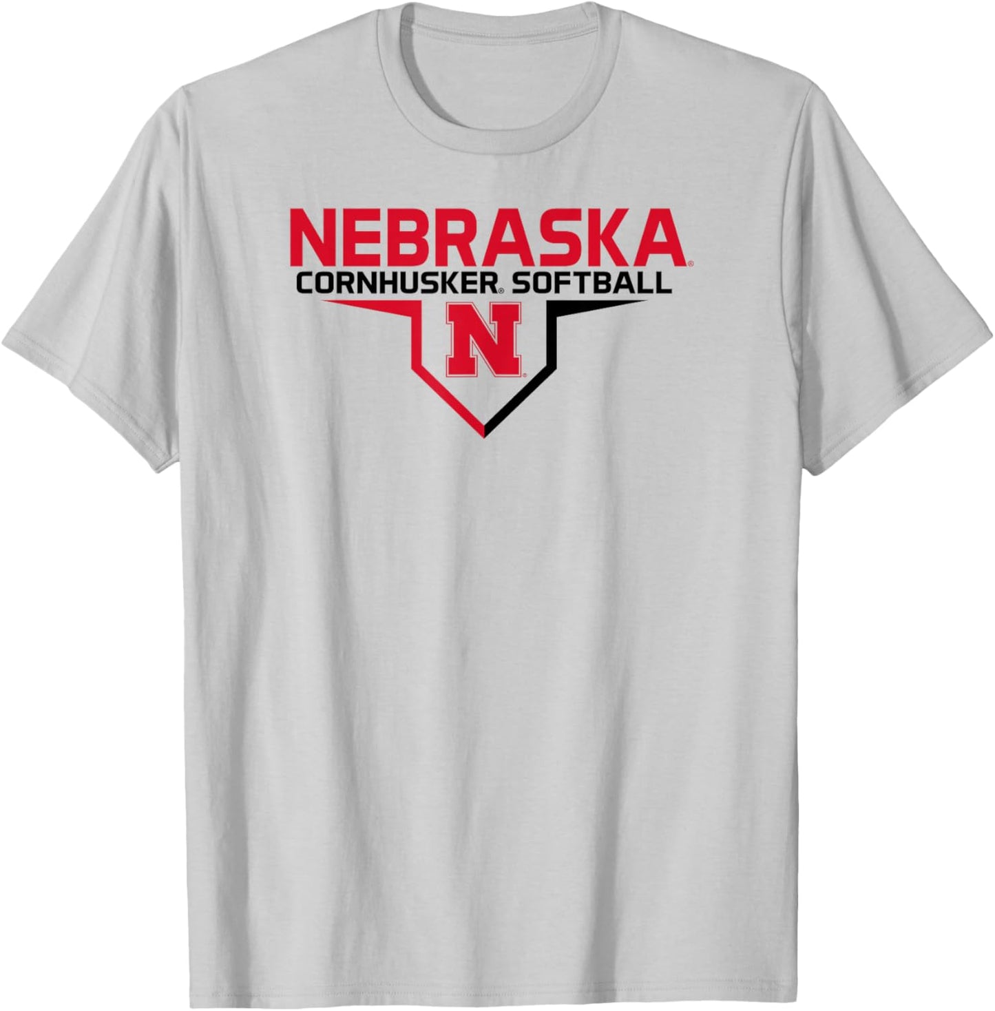 Nebraska Cornhuskers Softball Plate White T-Shirt - T-Shirt | Ash