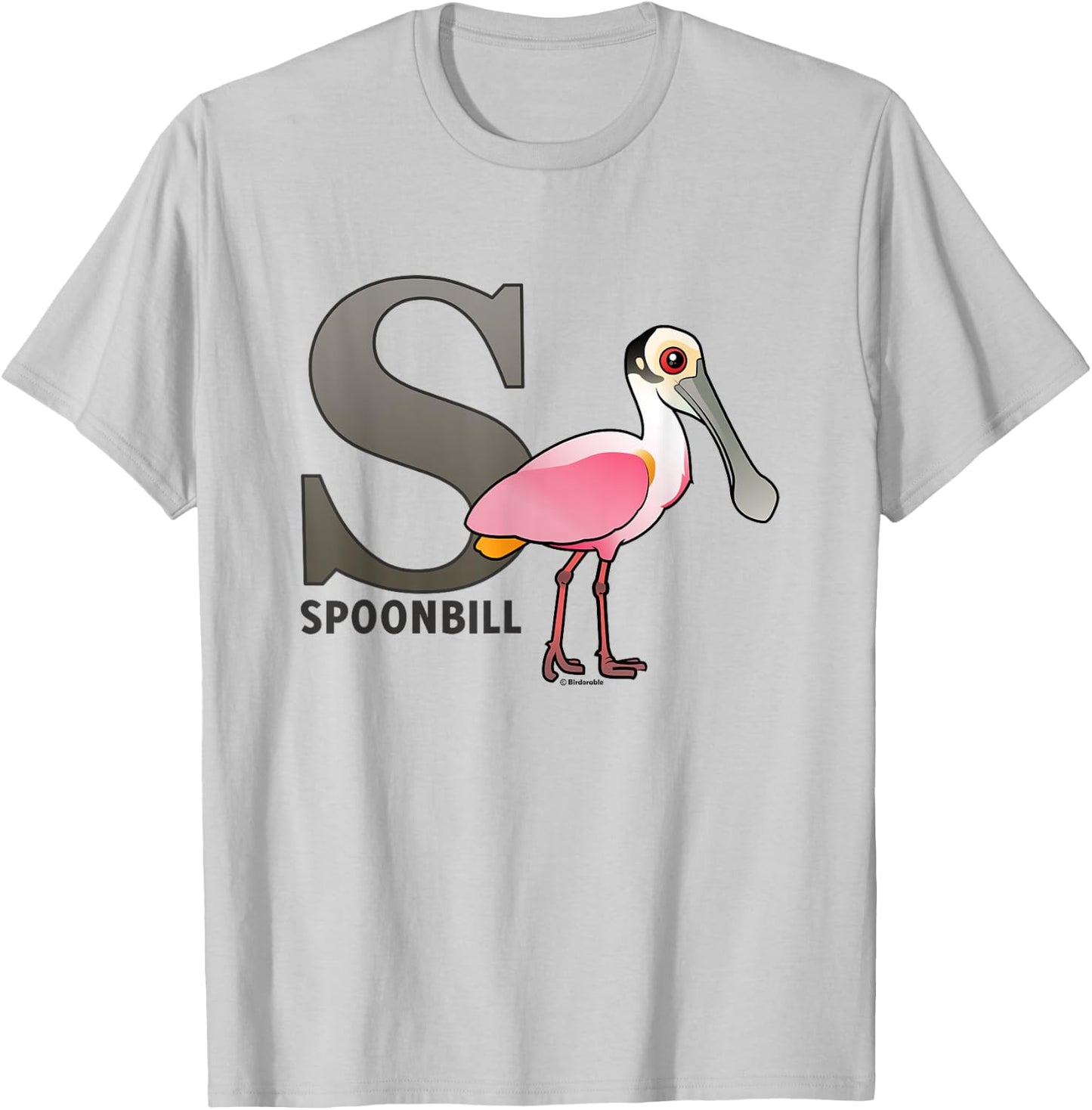 S is for Spoonbill Cute Cartoon Bird Alphabet Gift T-Shirt - T-Shirt | Ash