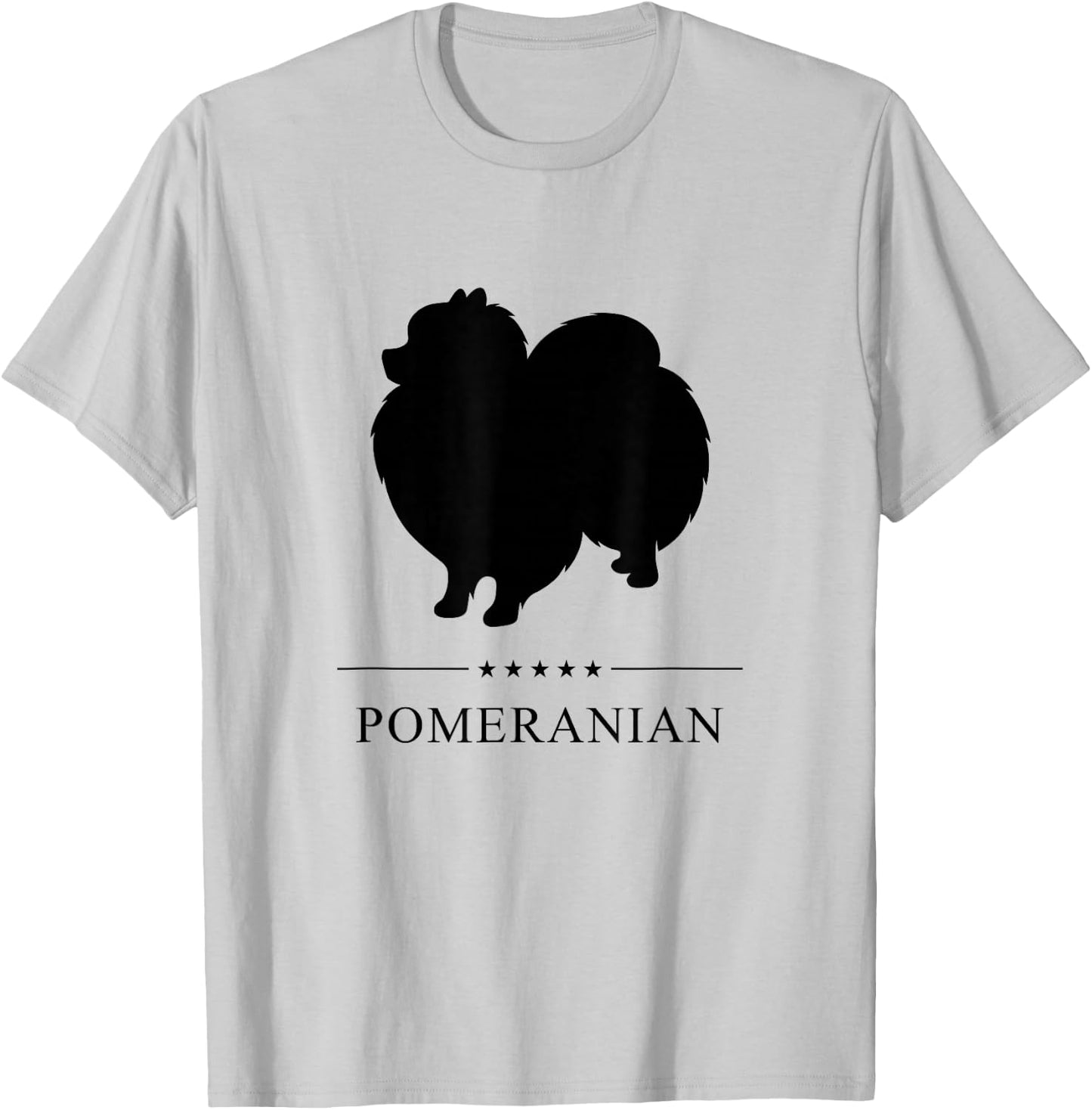 Pomeranian Black Silhouette T-Shirt - T-Shirt | Ash