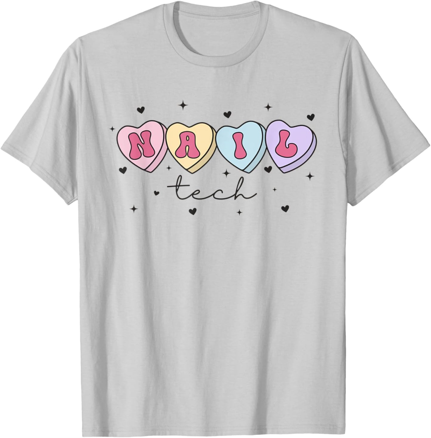 Nail Tech Valentine's Day Heart Manicurist Cosmetology T-Shirt - T-Shirt | Ash