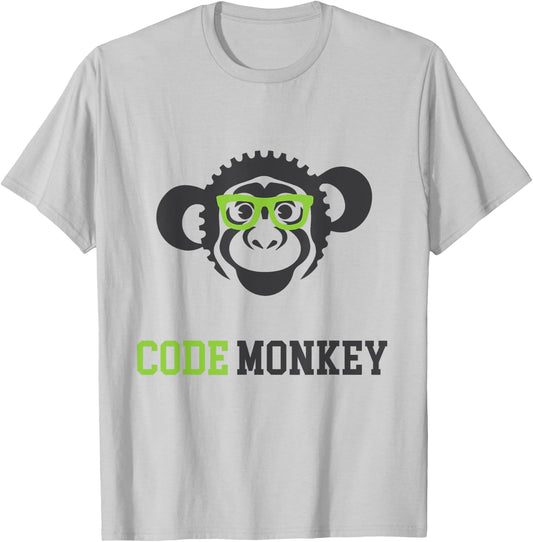 Code Monkey IT Coder Programmer Funny T Shirt T-Shirt - T-Shirt | Ash