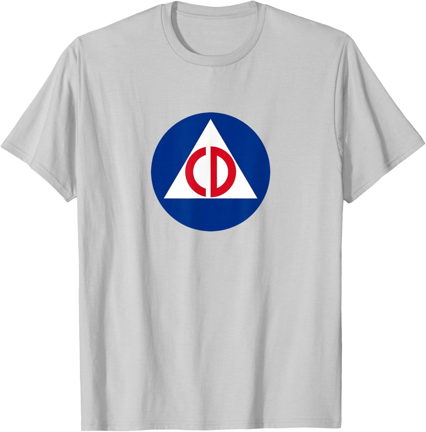 Nuthouse Designs USA Civil Defense Retro Punk , Men's Grey Triangle Short Sleeve Classic Fit , Small T-Shirt - T-Shirt | Ash