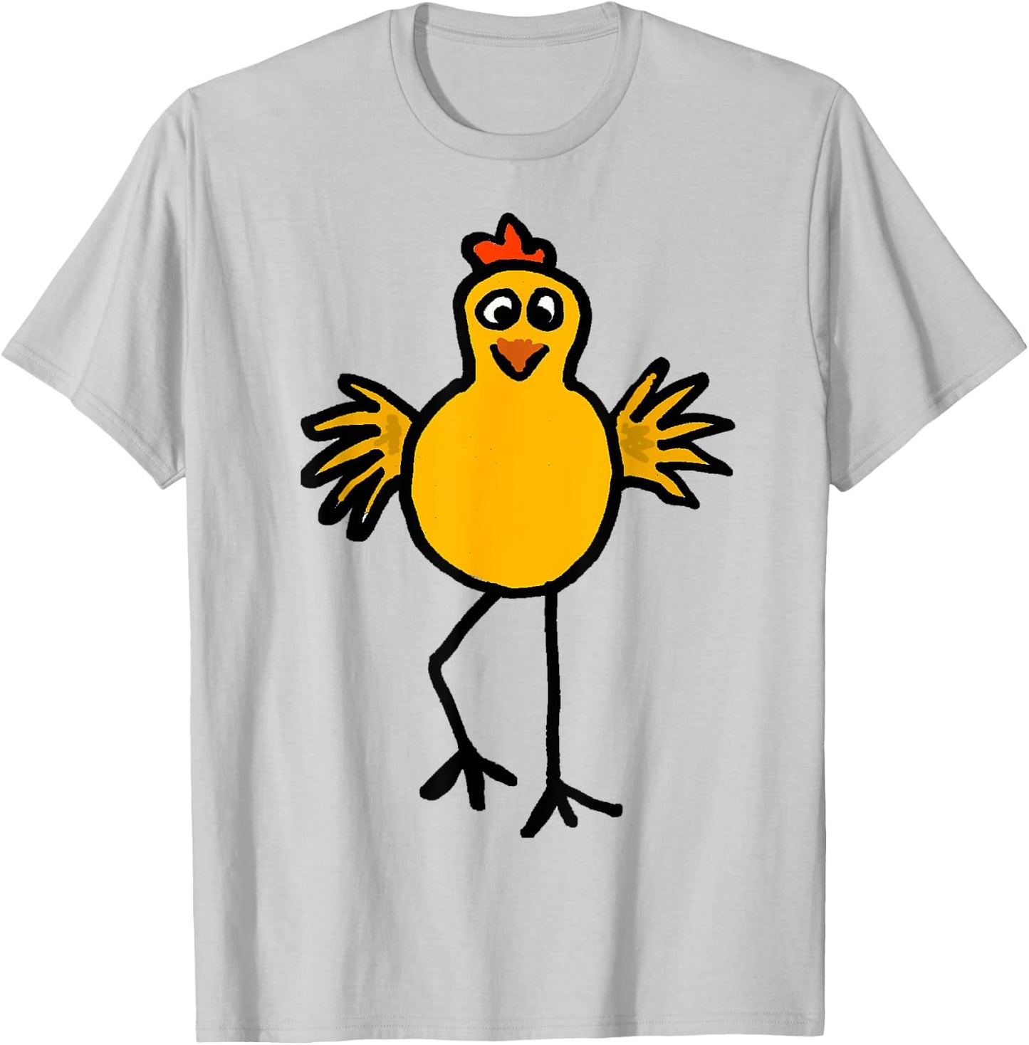 Smiletodaytees Funky Dancing Yellow Chicken T-Shirt - T-Shirt | Ash