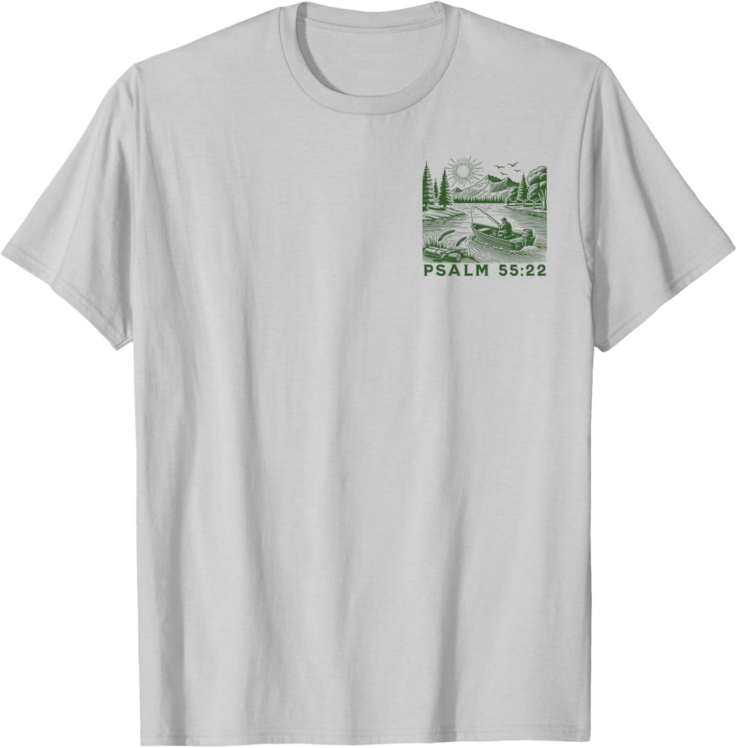 Front & Back | Cast Your Cares On The Lord - Psalm 55:22 T-Shirt - T-Shirt | Ash