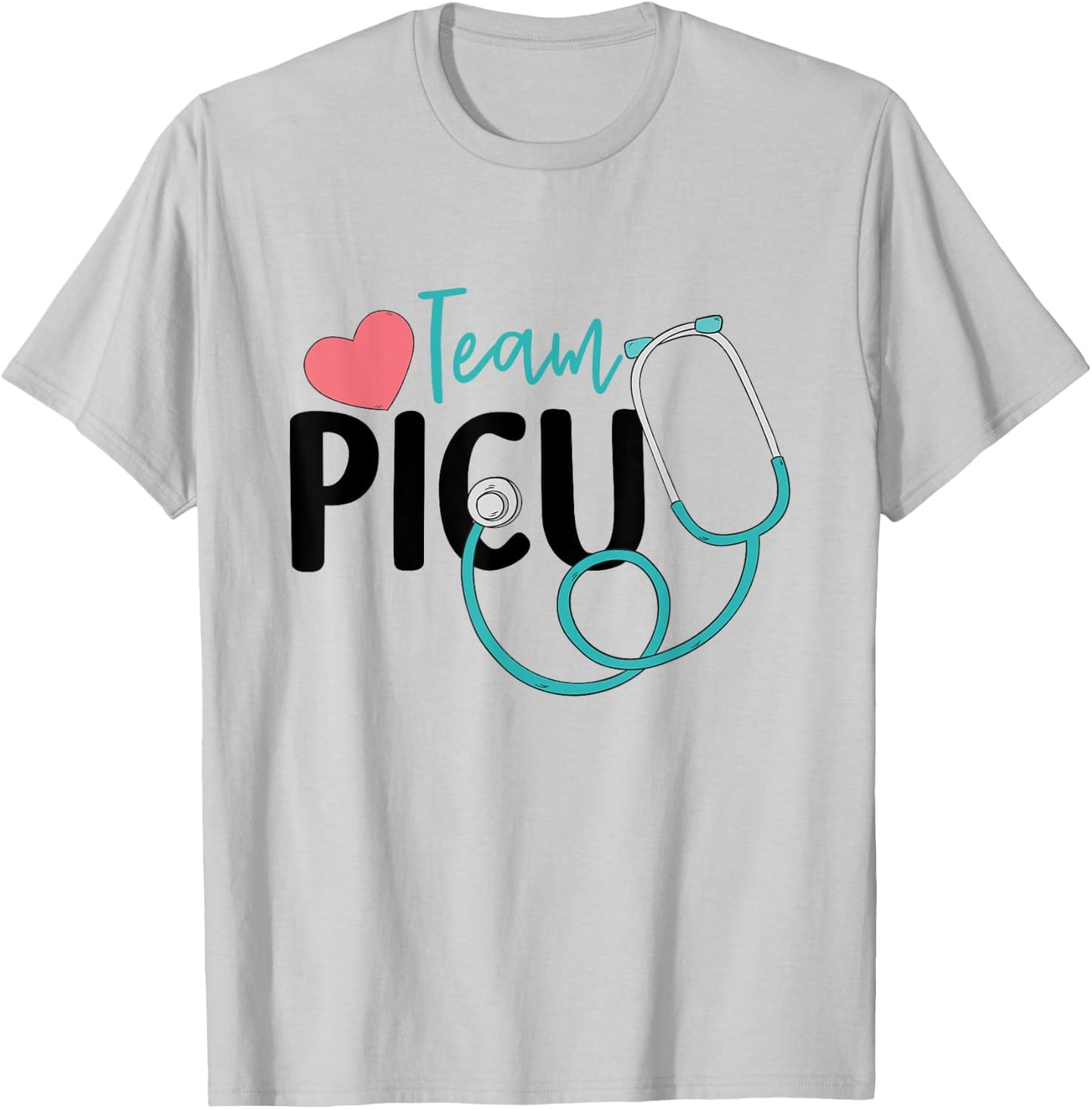 Team PICU - PICU Nurse Gifts Pediatric Nurse PICU RN Gifts T-Shirt - T-Shirt | Ash