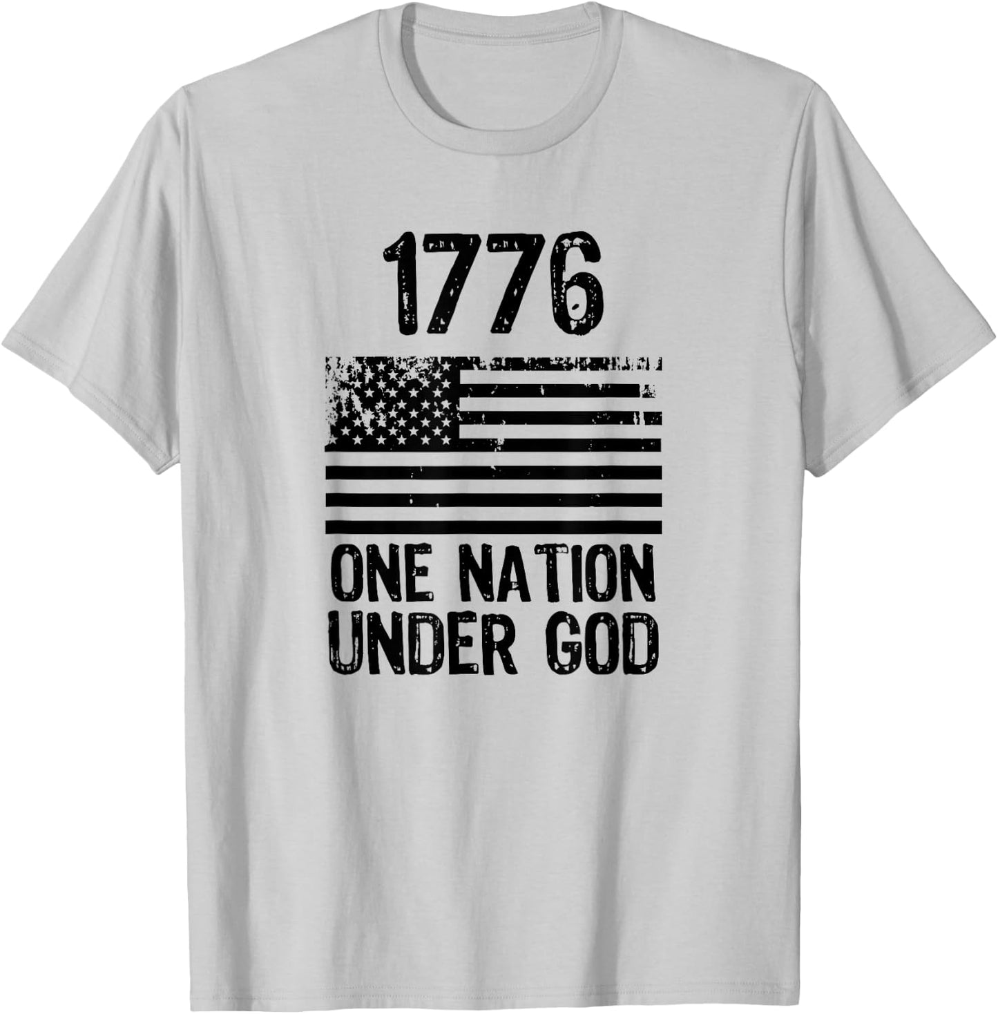 1776 One Nation Under God Patriotic Flag, 4th of July T-Shirt - T-Shirt | Ash