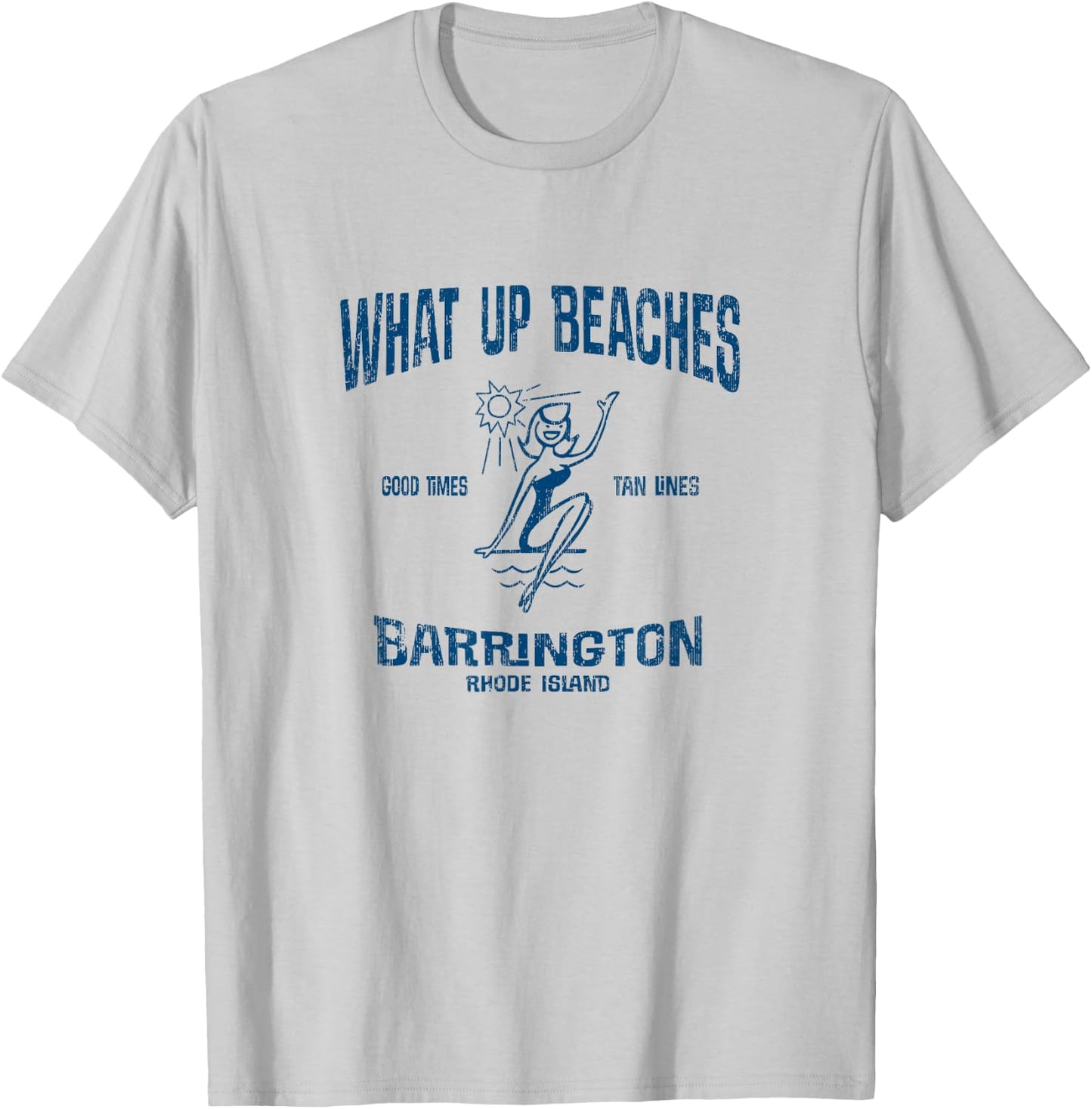 Barrington Rhode Island RI Funny Vintage Beaches Men Women Kids T-Shirt - T-Shirt | Ash