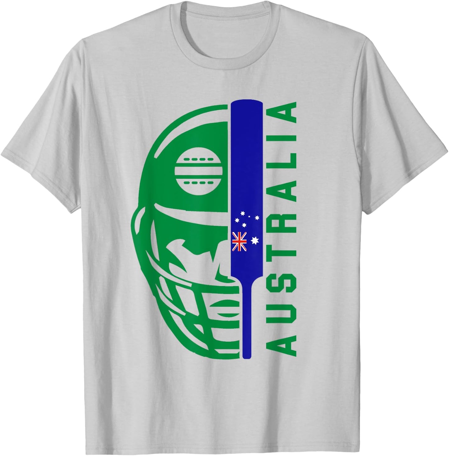 Cricket Australia Fan Helmet Ball and Bat Design T-Shirt - T-Shirt | Ash