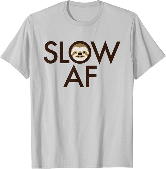 Slow AF - Sloth Humorous Track Running Runner T-Shirt - T-Shirt | Ash
