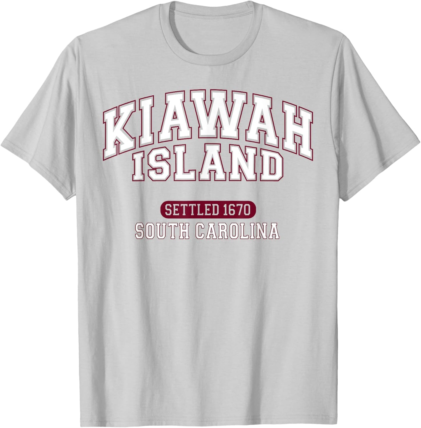 Kiawah Island South Carolina Settled 1670 Sports White Red T-Shirt - T-Shirt | Ash