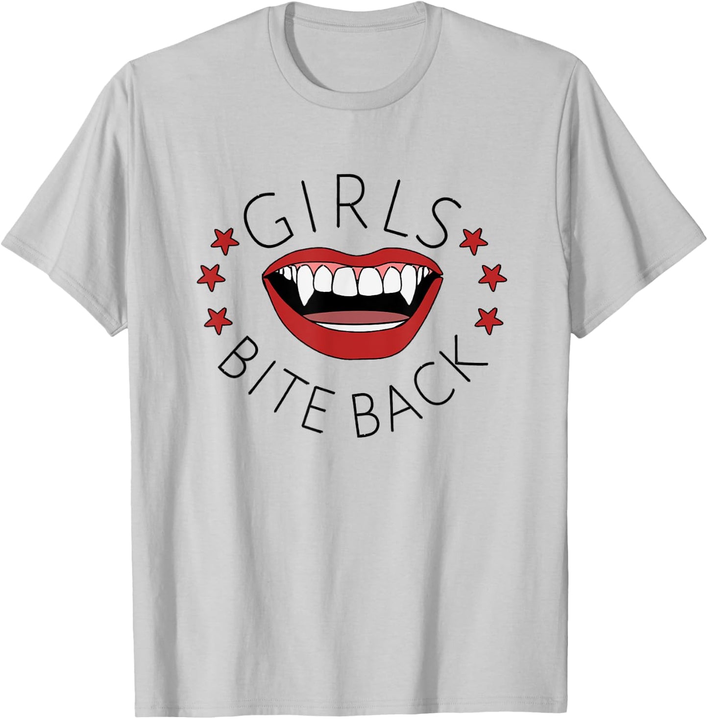 Riot Girls Bite Back 90s Vampire Fang Grrrls Design T-Shirt - T-Shirt | Ash