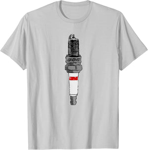 Spark Plug Image Hot Rod Lover Car Parts Tuner Sparky Gifts T-Shirt - T-Shirt | Ash
