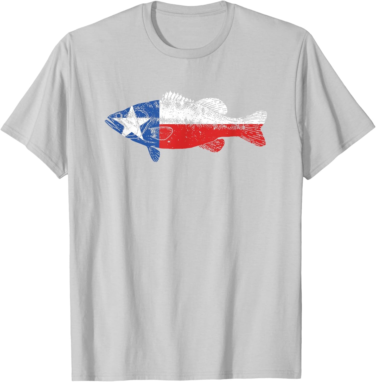 State of Texas Fishing Flag - Vintage Bass Retro Shirt - TX T-Shirt - T-Shirt | Ash
