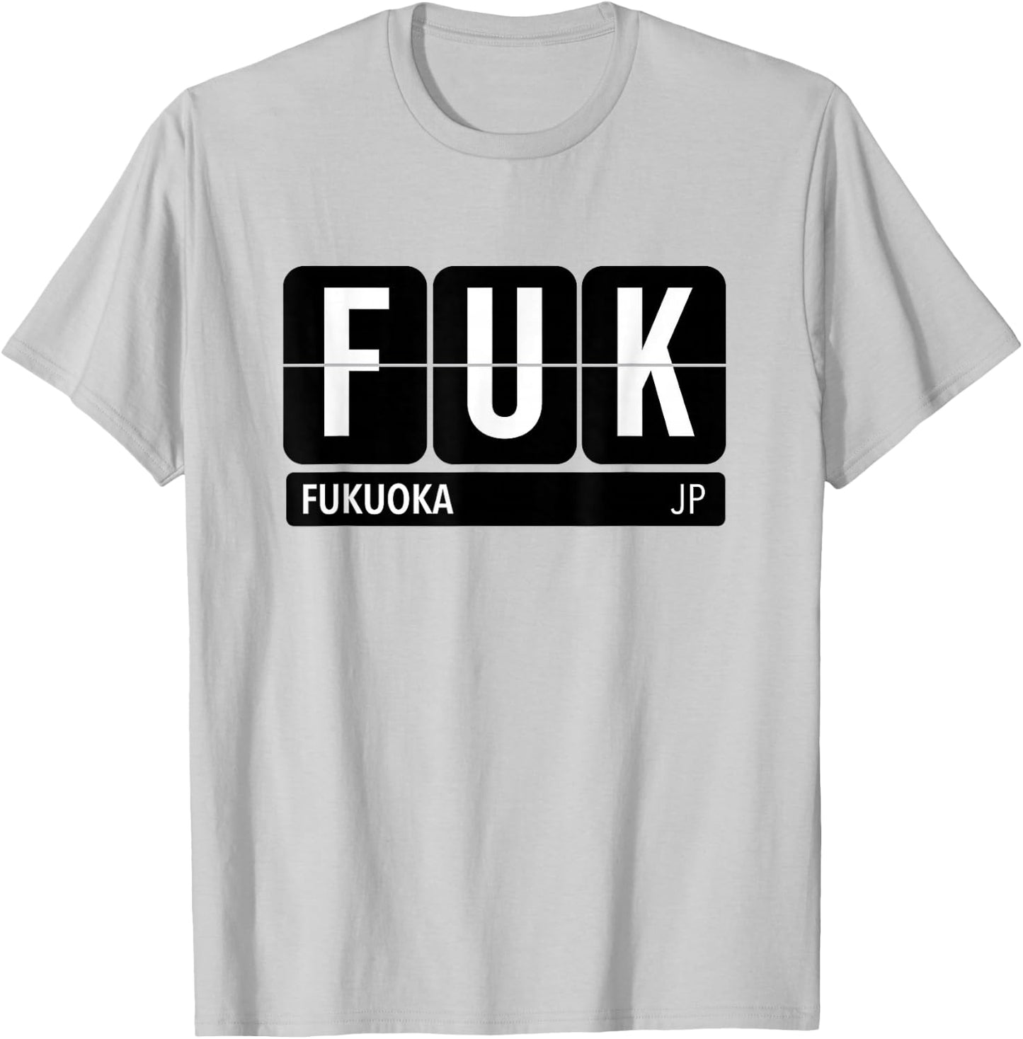 FUK Fukuoka Japan Travel Souvenir White Text T-Shirt - T-Shirt | Ash