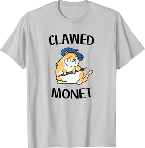 Funny Cat - French Artist Painting Clawed Monet Men Women Girls Kids T-Shirt - T-Shirt | Ash
