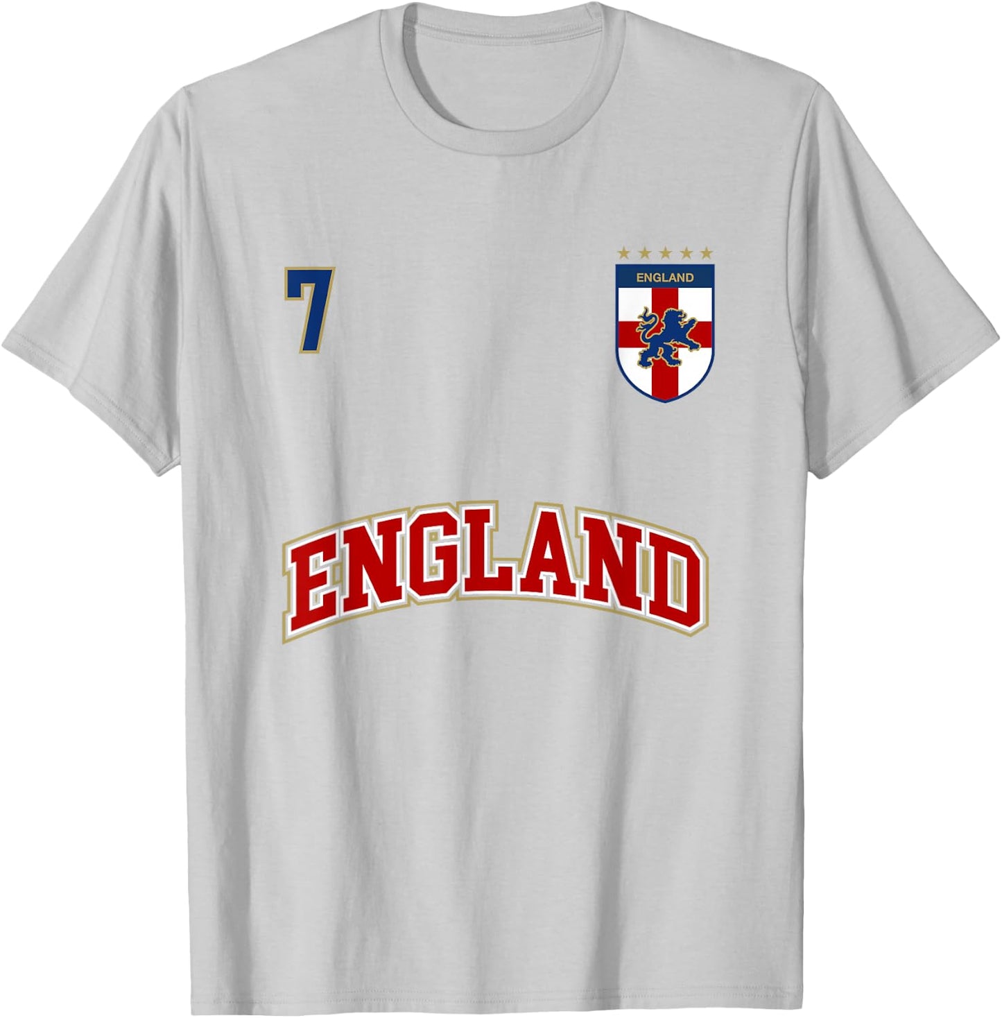 England Football Team Shirt Number 7 + BACK English Flag T-Shirt - T-Shirt | Ash